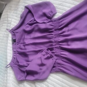 NWOT Women' s S White House Black Market 100% Silk Violet Summer Blouson Dress